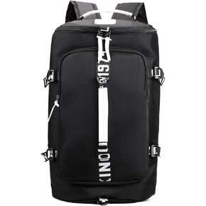 DEARART Gym Bag For Women Backpack, Four Fashion Ways Waterproof Duffle Backpacks, For Gym Travel Beach Laptop College, Floral Leaves Black