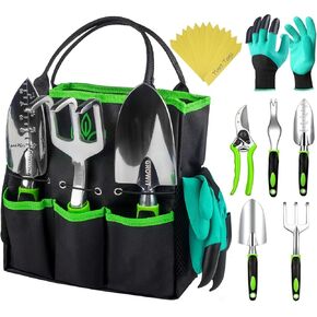 GROWIT Heavy Duty Gardening Tools - 22-Piece Gardening Gifts for Women, Mom, Men - Durable, Ergonomic Garden Tool Set