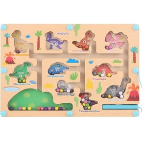 Magnetic Color and Number Maze, Montessori Sorting Toy Wooden Fine Motor Skills Board Color Craft Matching Counting Learning Educational Game Puzzle for Toddler Kids Girls Boys (Ice Cream Style)