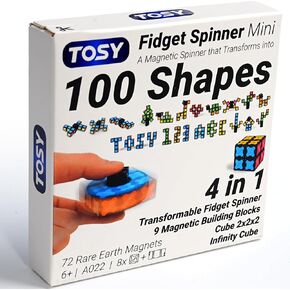 Tosy Magnet Fidget Spinner Mini - 3 في 1 لعبة: تململ Transformable مع 72 مغناطيسًا ، مكعب Infinity ، 2x2 ألغاز المكعب للمبتدئين ، تخفيف الإجهاد للبالغين ، هدية عيد الفصح البخارية