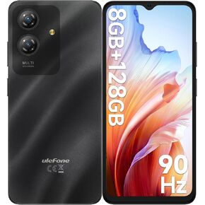 ulefone note 21 الهاتف الخليوي 2025 Android 14 8GB + 128GB/1TB SD ، OCTA CORE 6.56 "HD + 2.5D 90Hz ، 13P + 8MP كاميرا 5000mAh الهاتف الذكي ، 4G بصمات SIM Dual SIM + معرف الوجه GPS OTG مقفل- أسود.