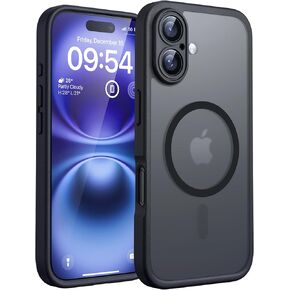 TOCOL MAGNETER for iPhone 16 CASE ، حماية الكاميرا الكاملة ، متوافقة مع MAGSAFE ، حماية الإسقاط ، غطاء الهاتف غير اللامع الشفاف 6.1 بوصة （أسود）