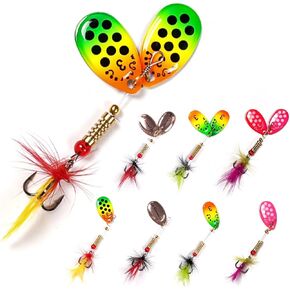 Wondersee Fishing Spinners Trout Trout for Rivers Rainbow Trout Baits Hackle Tail ، حزمة 8