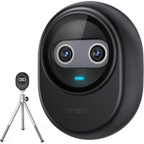 Emeet Piko 4K Webcam للتدفق ، أول كاميرا ويب ذات كاميرا مزدوجة الكاميرا المزدوجة في العالم مع تركيز التلقائيات التلقائية ، 3 ميكروفون ، كاميرا ويب USB مع ترايبود ، رائع للبث ، الإعداد المكتبي والهدايا الإبداعية