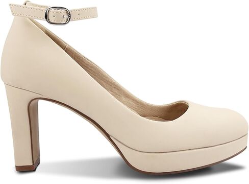 Close Toe Classic High Heels Platform High Heels Round Toe Comfortable Low Platform Mary Jane Dress Pumps Shoes Ankle Strap Shoes for Casual Work Wedding in Kuwait