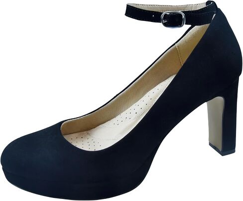 Close Toe Classic High Heels Platform High Heels Round Toe Comfortable Low Platform Mary Jane Dress Pumps Shoes Ankle Strap Shoes for Casual Work Wedding in Kuwait