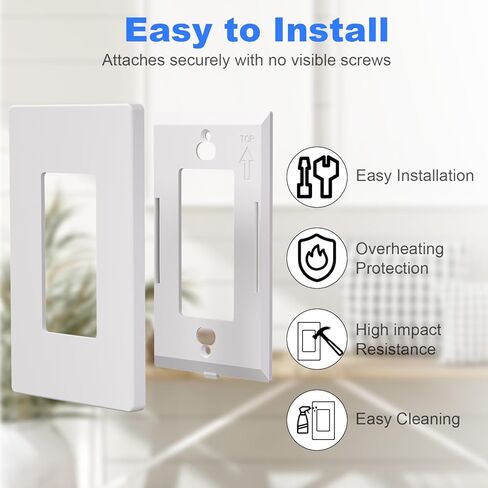 غطاء مخرج ، لوحة جدار ديكور غير مملوءة ، غطاء توصيل الطاقة ، وحجم طاقة مفتاح الإضاءة ، وحجم قياسي واحد ، والأبيض غير اللامع ، و 10 حزمة ، مدرجة في UL in Kuwait