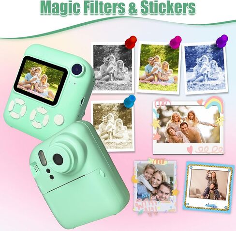 كاميرا مطبوعة فورية للأطفال ، هدايا عيد ميلاد عيد الميلاد للأطفال الذين تتراوح أعمارهم بين 3 و 12 عامًا ، تكبير 16x ، 1080 بكسل كاميرا رقمية فيديو ، لعبة صغار محمولة للبنات والفتيان مع بطاقة TF 32GB (الأزرق) in Kuwait