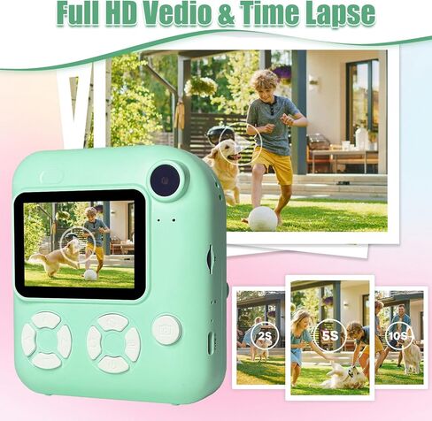 كاميرا مطبوعة فورية للأطفال ، هدايا عيد ميلاد عيد الميلاد للأطفال الذين تتراوح أعمارهم بين 3 و 12 عامًا ، تكبير 16x ، 1080 بكسل كاميرا رقمية فيديو ، لعبة صغار محمولة للبنات والفتيان مع بطاقة TF 32GB (الأزرق) in Kuwait