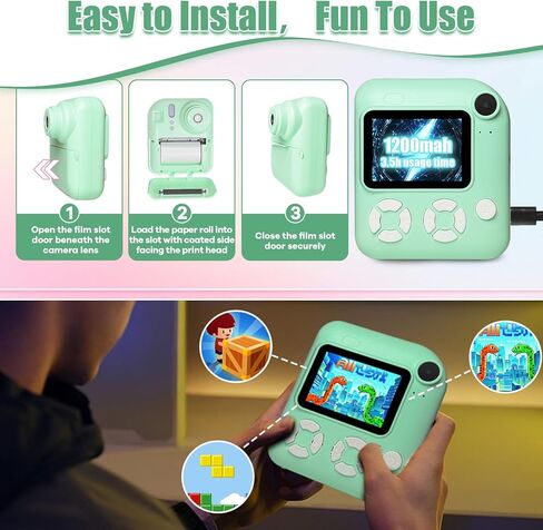 كاميرا مطبوعة فورية للأطفال ، هدايا عيد ميلاد عيد الميلاد للأطفال الذين تتراوح أعمارهم بين 3 و 12 عامًا ، تكبير 16x ، 1080 بكسل كاميرا رقمية فيديو ، لعبة صغار محمولة للبنات والفتيان مع بطاقة TF 32GB (الأزرق) in Kuwait