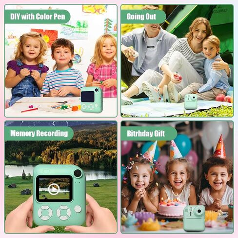 كاميرا مطبوعة فورية للأطفال ، هدايا عيد ميلاد عيد الميلاد للأطفال الذين تتراوح أعمارهم بين 3 و 12 عامًا ، تكبير 16x ، 1080 بكسل كاميرا رقمية فيديو ، لعبة صغار محمولة للبنات والفتيان مع بطاقة TF 32GB (الأزرق) in Kuwait