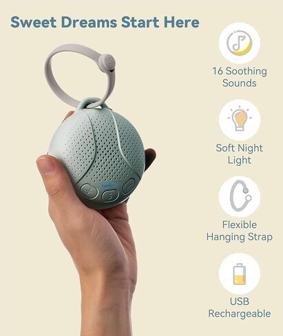 آلة الصوت المحمولة للطفل والطفل - نوم الطفل آلة الضوضاء البيضاء مع ضوء الليل للحضانة | 16 أصوات مهدئة | شوش | السفر | هدية التسجيل | استحمام الطفل in Kuwait