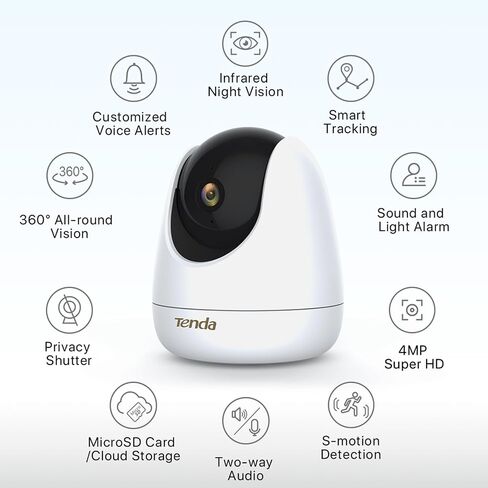 كاميرا الأمان الداخلية Tenda ، كاميرا PET 2K للأمن المنزلي ، 360 درجة ، صوتية ثنائية الاتجاه ، الكشف عن الحركة/صفارات الإنذار لمراقبة الطفل ، الرؤية الليلية ، تخزين بطاقة السحابة و SD ، حماية الخصوصية (CP3-V3.0) in Kuwait