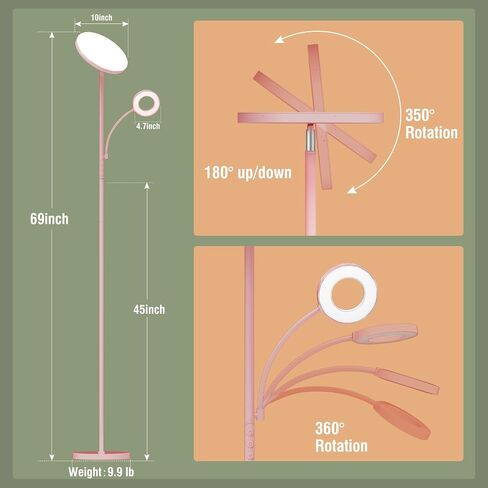 Floor Lamp, Upgraded 42W 4000LM Super Bright LED Floor Lamp for Living Room Bedroom, Dimmable Standing Reading Floor Lamps with Remote & Touch Control in Saudi Arabia
