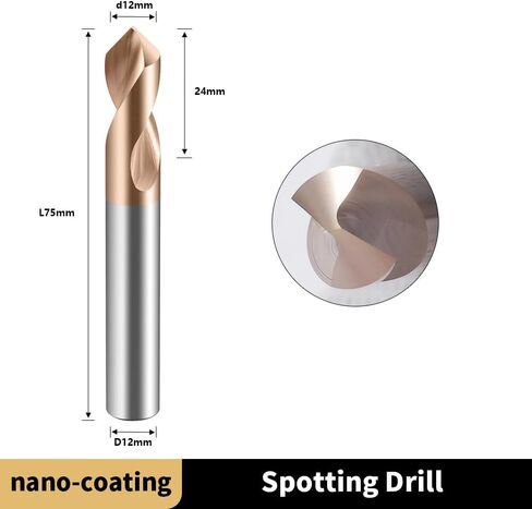Carbide Spotting Drill Bits 90 Degree TiSiN Coated for Alloy Steels,Carbide Steel, Stainless Steel etc.1 Pcs D6*50mm in Kuwait