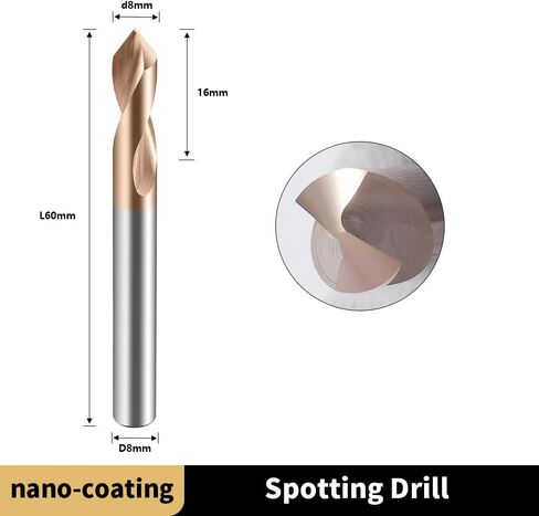 Carbide Spotting Drill Bits 90 Degree TiSiN Coated for Alloy Steels,Carbide Steel, Stainless Steel etc.1 Pcs D6*50mm in Kuwait
