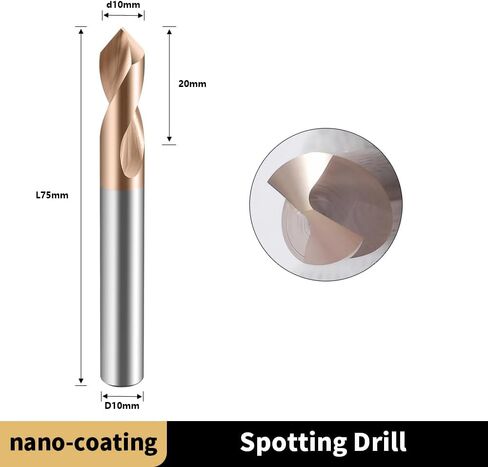 Carbide Spotting Drill Bits 90 Degree TiSiN Coated for Alloy Steels,Carbide Steel, Stainless Steel etc.1 Pcs D6*50mm in Kuwait
