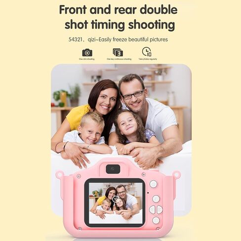 Andoer 1080P Kids Digital Camera Cute Digital Video Camera for Kids Dual Lens 2.0 Inch IPS Screen 48M Photo Games with Neck Strap 32GB TF Card USB Card Reader Birthday for Boys Girls in Kuwait