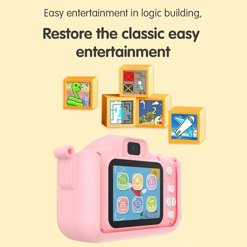 Andoer 1080P Kids Digital Camera Cute Digital Video Camera for Kids Dual Lens 2.0 Inch IPS Screen 48M Photo Games with Neck Strap 32GB TF Card USB Card Reader Birthday for Boys Girls in Kuwait