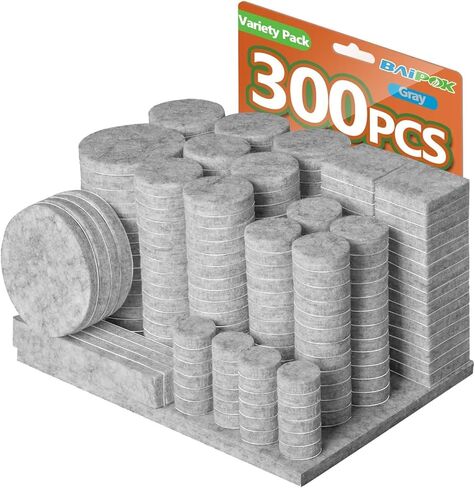 Furniture Pads 300 Pack Premium Furniture Felt Pads (Beige), Huge Quantity Self Adhesive Anti Scratch Floor Protector for Furniture Legs Hardwood with 60 Cabinet Door Bumpers in Kuwait