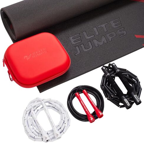 Elite SRS، حبال القفز للياقة البدنية، حزمة التقدم - 3 حبال قفز منسقة لبدء رحلة اللياقة البدنية بحبل القفز - مع أو بدون حصيرة حبل القفز in Kuwait