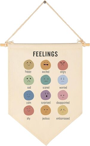 How Are You Feeling-Educational-Wall Decor Gifts for Baby Boys Girls Kids-Canvas Hanging Flag Pennant Banner Wall Decor Gift for Classroom Nursery Homeschool Baby Room Playroom Reading Room Bedroom in Kuwait