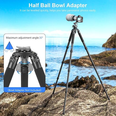 33 "ترايبود ألياف الكربون للكاميرا ترايبود ثقيلة Weyllan NX9 40mm ساق 10 طبقة ترايبود ترايبود كاميرا احترافية مع محول وعاء 75 مم لعدسة التكبير ، والتصوير الفوتوغرافي للطيور ، DSLR ، تحميل 88 رطل/40 كجم in Kuwait
