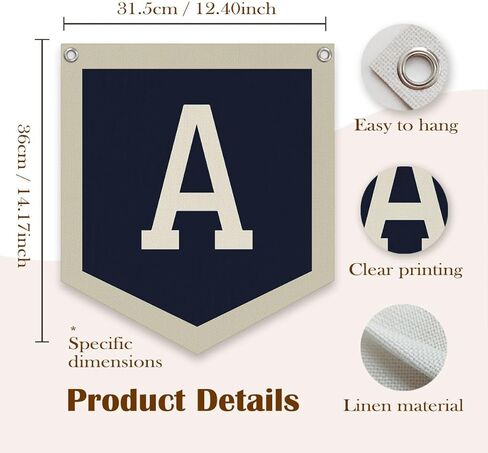 Personalized Baby Gift,Baby Boy Nursery Decor,Initial Pennant，Letter S Banner Flag，Vintage Room Decor Toddler Room Bedroom Playroom Front Door Birthday Christmas Gift，12x14 in in Kuwait