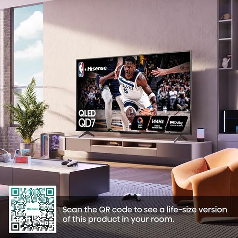Hisense 100 inch Class Series QD7 Series QLED 4K UHD Google Smart TV (100QD7N ، 2024 Model) - QLED ، 144Hz ، معدل الحركة 240 ، المصفوفة الكاملة المباشرة ، Game Mode Pro ، Alexa Compatibility in Kuwait