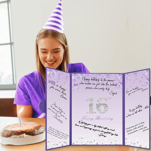 Crenics Sweet 16 Birthday Decorations, Creative Rose Gold 16th Birthday Guest Book Alternative, Large 16th Birthday Signature Book 12" x 18", Great 16 Years Old Birthday Gifts for Girls in Kuwait
