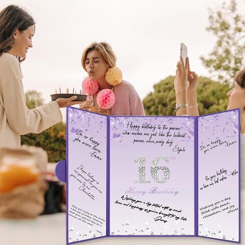 Crenics Sweet 16 Birthday Decorations, Creative Rose Gold 16th Birthday Guest Book Alternative, Large 16th Birthday Signature Book 12" x 18", Great 16 Years Old Birthday Gifts for Girls in Kuwait