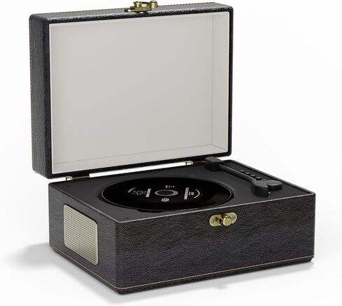 Time Music Box CD Player with Speakers; Bluetooth Transmitter; Festival Gift; BGM Player for Home Decor (Brown) in Saudi Arabia
