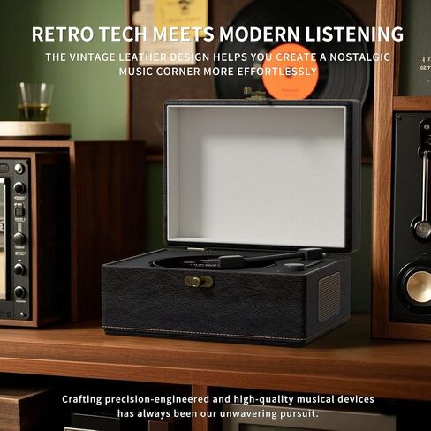 Time Music Box CD Player with Speakers; Bluetooth Transmitter; Festival Gift; BGM Player for Home Decor (Brown) in Saudi Arabia