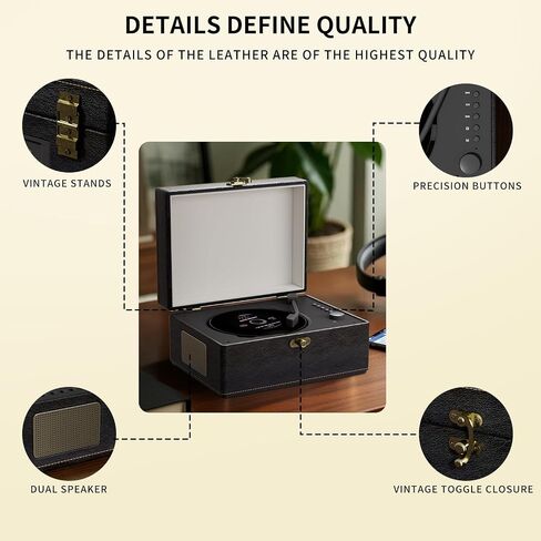 Time Music Box CD Player with Speakers; Bluetooth Transmitter; Festival Gift; BGM Player for Home Decor (Brown) in Saudi Arabia