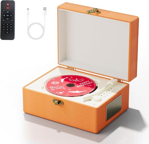Time Music Box CD Player with Speakers; Bluetooth Transmitter; Festival Gift; BGM Player for Home Decor (Brown) in Saudi Arabia