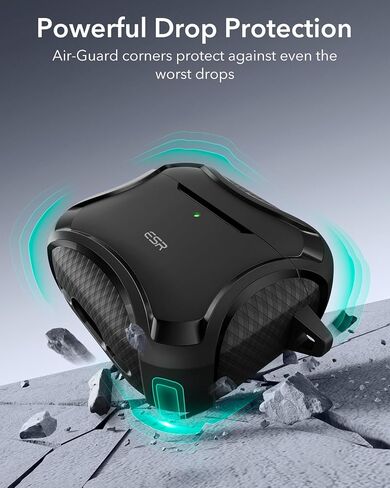 ESR for AirPods Pro 2nd Generation Case (HaloLock), Compatible with Airpods Pro Case 2nd/1st Gen (2023/2022/2019), Compatible with MagSafe, Powerful Drop Protection, Magnetic Lid, Black in Kuwait