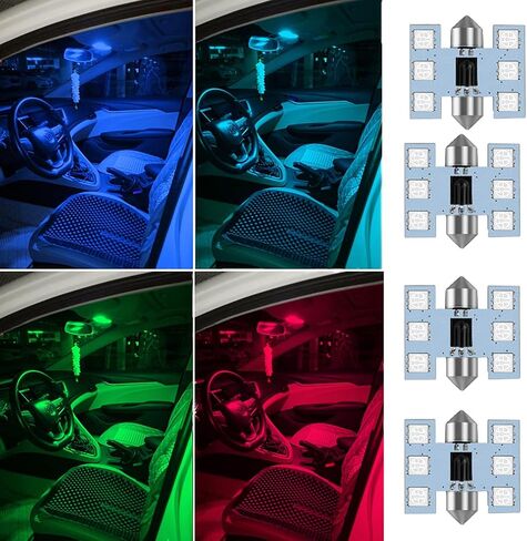 578 LED Bulb 41mm 42mm 212-2 211-2 578 Festoon LED Bulbs 16 Colors RGB with Remote Control Replacement for Map Dome License Plate Courtesy Lights Lamps (Pack of 4) in Saudi Arabia