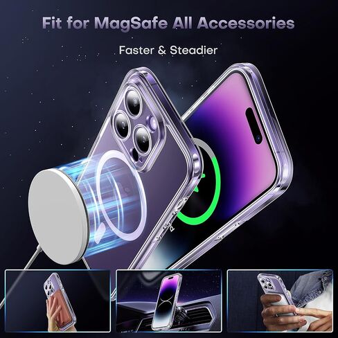 TOCOL Magnetic for iPhone 14 Pro Max Case, Upgraded Full Camera Protection, Compatible with Magsafe, Drop Protection, Translucent Matte Back Bumper Phone Cover 6.7-Inch（Blue） in Kuwait
