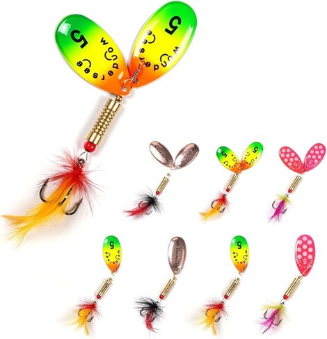 Wondersee Fishing Spinners Trout Trout for Rivers Rainbow Trout Baits Hackle Tail ، حزمة 8 in Kuwait