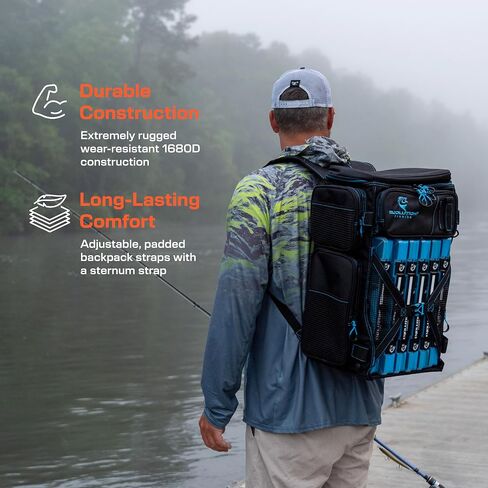 Evolution Fishing Drift Series Tackle Backpack, Outdoor Rucksack w/ 6 Fishing Tackle Trays, Heavy Duty in Saudi Arabia