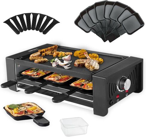 Tamarit Raclette Cheese Table Grill محمولة كهربائية داخلية كورية شواء الشواء 1400 W Raclette Party Grill مع الحديد غير لاصق كبير شواية شواية Raclette للحفلات المنزلية ، الفولاذ المقاوم للصدأ in Kuwait