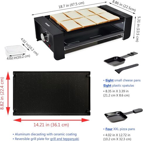 Tamarit Raclette Cheese Table Grill محمولة كهربائية داخلية كورية شواء الشواء 1400 W Raclette Party Grill مع الحديد غير لاصق كبير شواية شواية Raclette للحفلات المنزلية ، الفولاذ المقاوم للصدأ in Kuwait