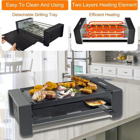 Tamarit Raclette Cheese Table Grill محمولة كهربائية داخلية كورية شواء الشواء 1400 W Raclette Party Grill مع الحديد غير لاصق كبير شواية شواية Raclette للحفلات المنزلية ، الفولاذ المقاوم للصدأ in Kuwait