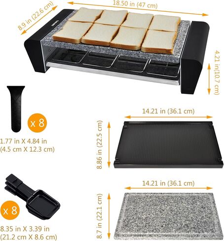Tamarit Raclette Cheese Table Grill محمولة كهربائية داخلية كورية شواء الشواء 1400 W Raclette Party Grill مع الحديد غير لاصق كبير شواية شواية Raclette للحفلات المنزلية ، الفولاذ المقاوم للصدأ in Kuwait