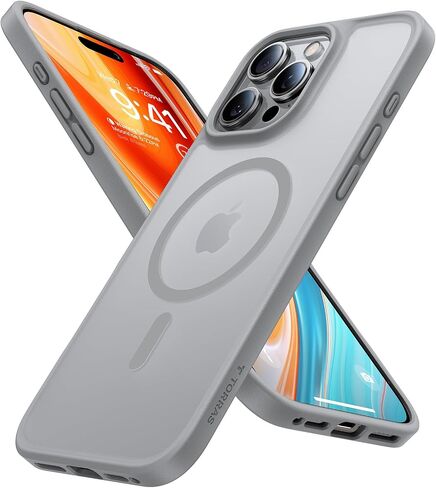 Torras أقوى Magnetic & Shockproof iPhone 16 Pro ، حماية إسقاط من الدرجة العسكرية ، متوافقة مع Magsafe ، ضئيل مضاد للخلع ، Black الشفاف غير اللامع in Kuwait
