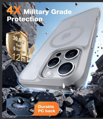 Torras أقوى Magnetic & Shockproof iPhone 16 Pro ، حماية إسقاط من الدرجة العسكرية ، متوافقة مع Magsafe ، ضئيل مضاد للخلع ، Black الشفاف غير اللامع in Kuwait