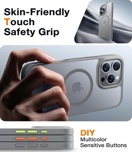 Torras أقوى Magnetic & Shockproof iPhone 16 Pro ، حماية إسقاط من الدرجة العسكرية ، متوافقة مع Magsafe ، ضئيل مضاد للخلع ، Black الشفاف غير اللامع in Kuwait