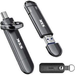 SSK USB Drive 1 تيرابايت SSD خارجي ، لا يوجد قطرة متقطعة SSD 1000MB/S ، USB 3.2 GEN 2 A+C DUT DUAL STALL STALT STALT DRIVE لـ iPhone 15/16 Pro