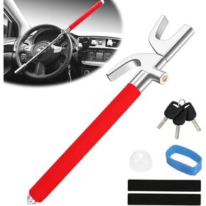 Steering Wheel Lock Anti Theft Car Device, Club for Car Steering Wheel Lock, Car Security Car Theft Prevention with Emergency Hammer Fluorescent Circle, Universal Car Steering Lock for Car (Blue)