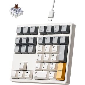 لوحة الأرقام الميكانيكية ، 34 مفتاح الساخن numpad مع مفاتيح Gateron Brown ، لوحة مفاتيح USB سلكية Numeric مع PBT Keycap